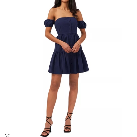 1.STATE Women's Off-the-Shoulder Button Front Dress NWT - Picture 1 of 4